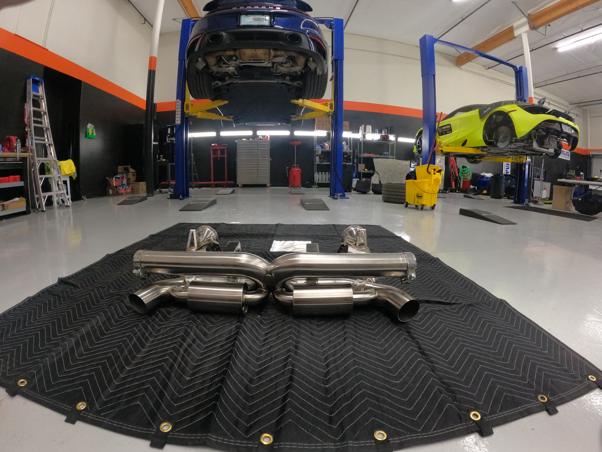 McLaren supercar in the Plus Plus Calibration Phoenix AZ shop prior to dyno tuning