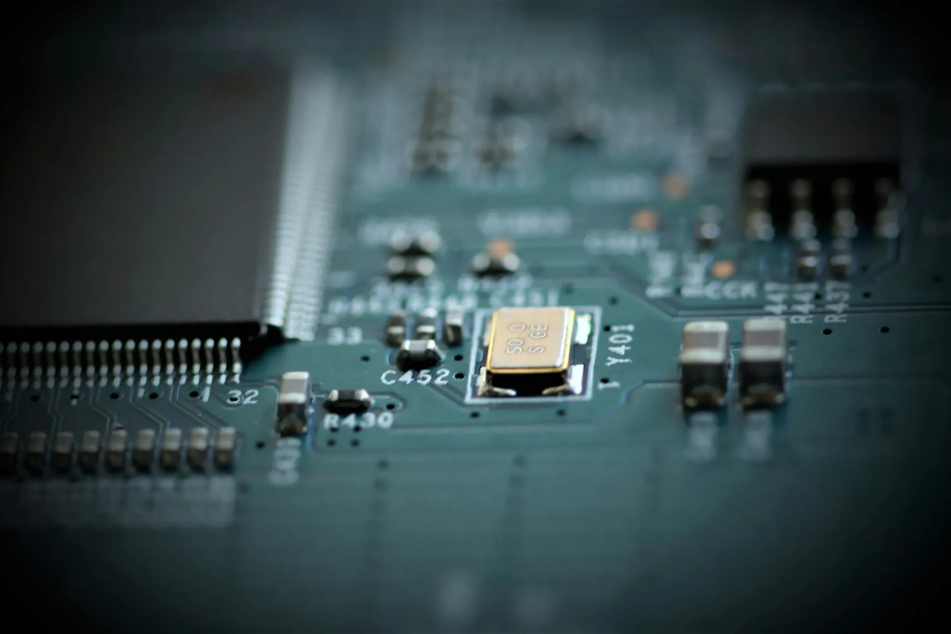 Close-up of an electronic circuit board