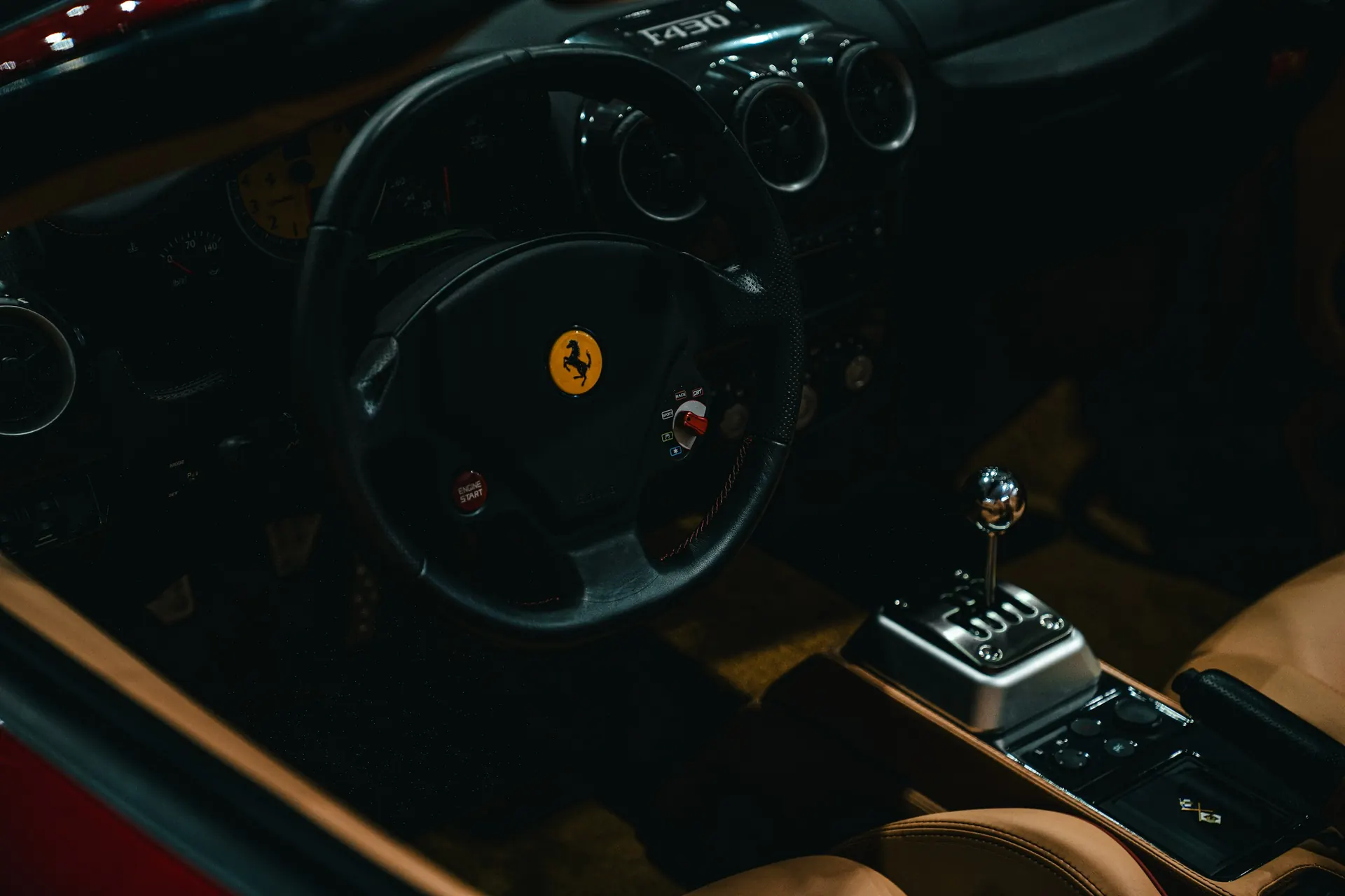 Ferrari F430 interior with its gated manual shifter